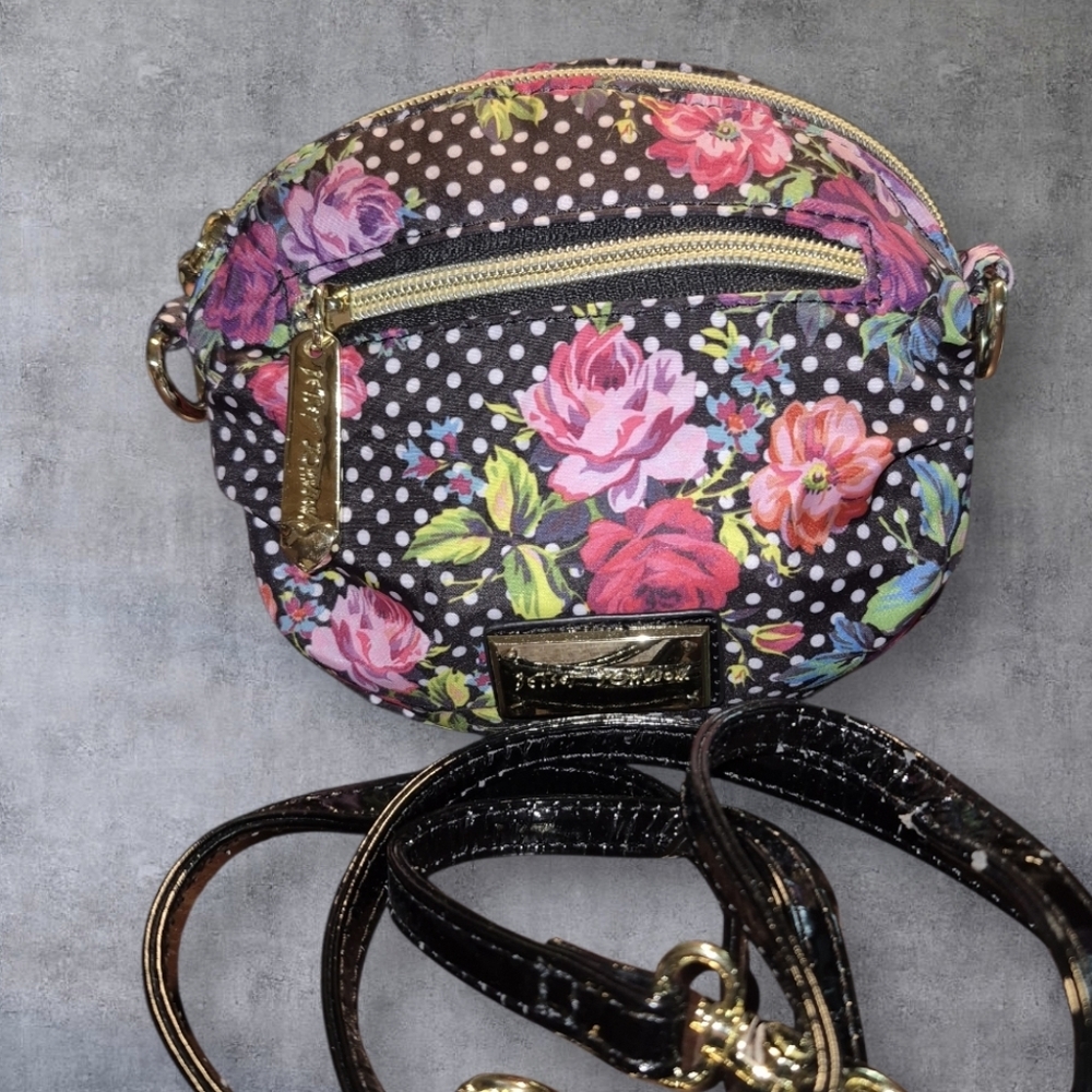 Betsey Johnson Floral and Polka Dot Crossbody Bag